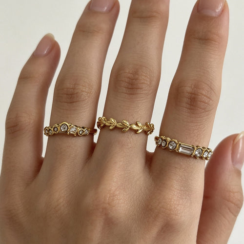 3er Ring-Set in Goldoptik für Damen