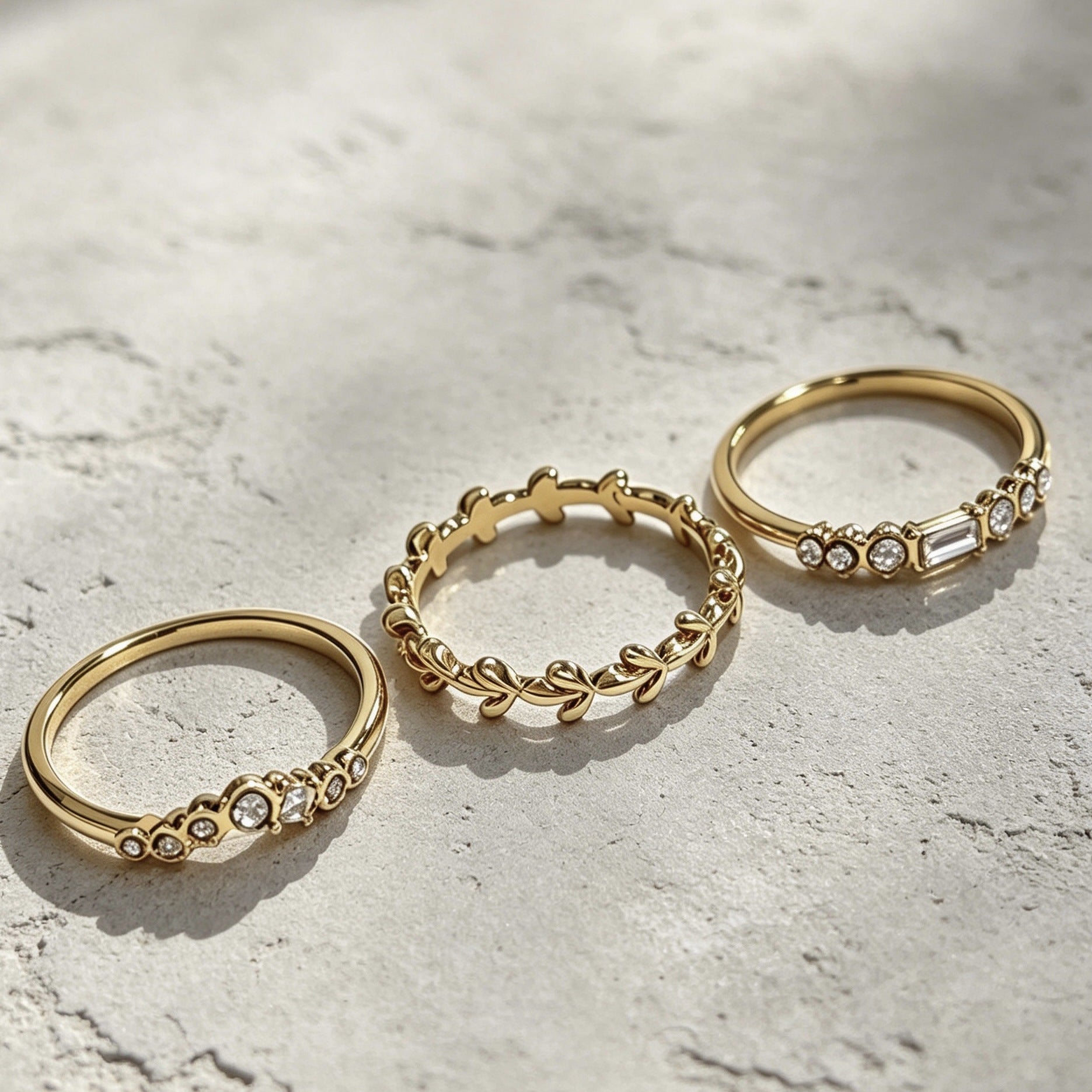 3er Ring-Set in Goldoptik für Damen