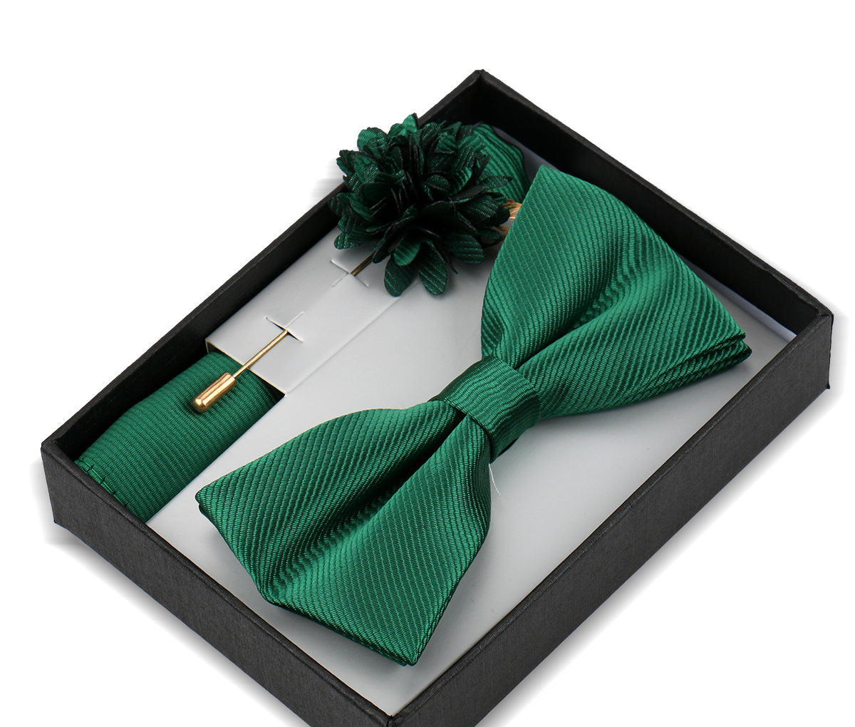 Elegantes Fliegen-Set mit Einstecktuch & Brosche