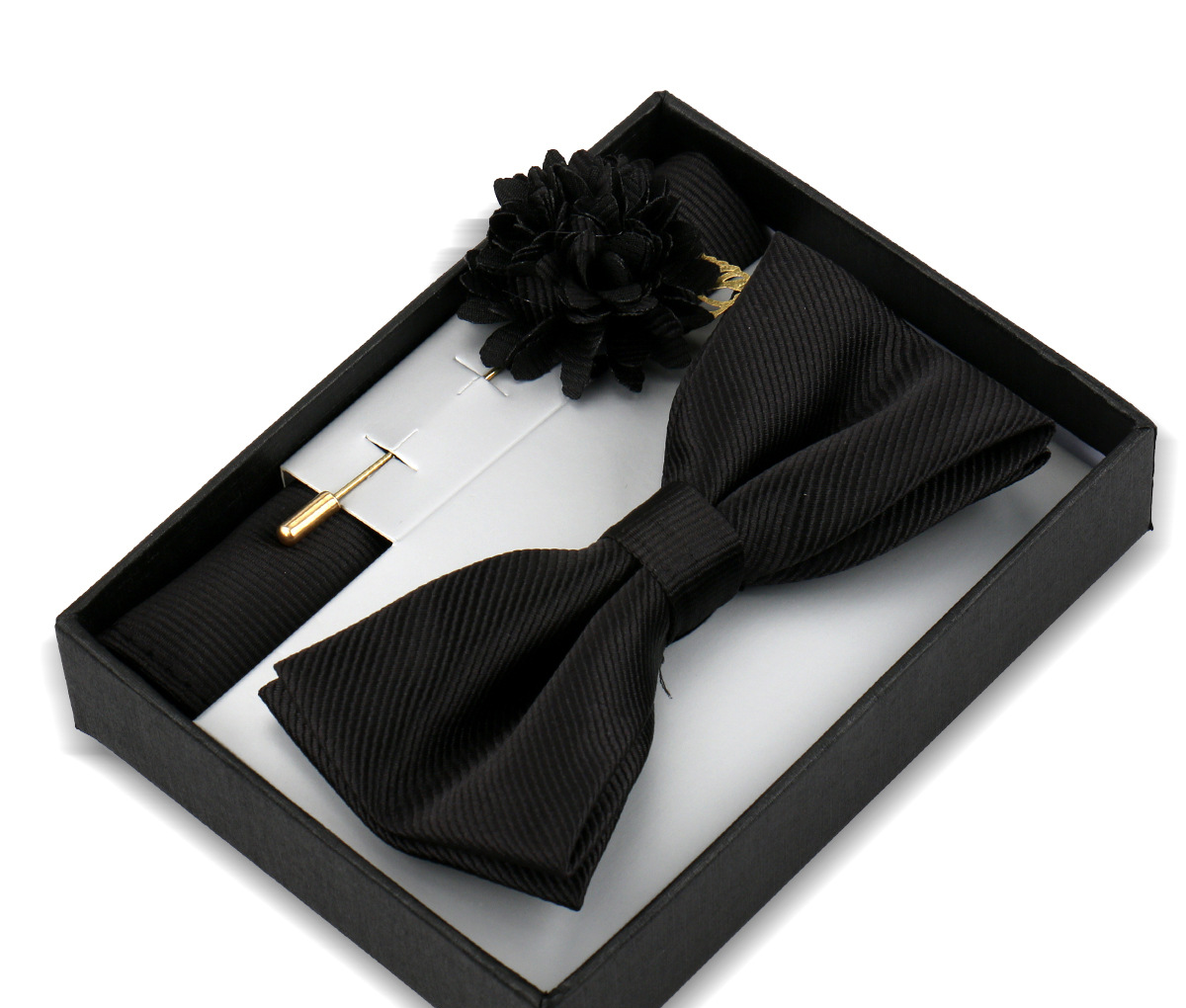 Elegantes Fliegen-Set mit Einstecktuch & Brosche